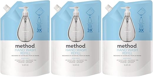 Recarga de Sabonete Líquido Method Gel, Água Doce, 1000 ml (Pacote com 3)