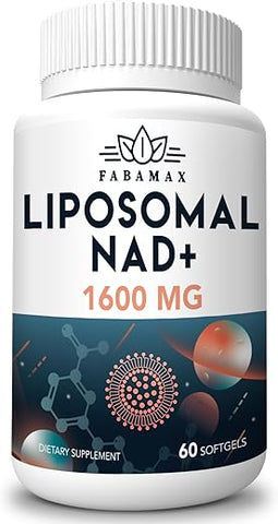 Fabamax - Suplemento Liposomal NAD 1600 mg, 98% Puro, Absorção Superior, Alternativa ao Nicotinamida Ribosídeo ou NADH para Impulsionar a Defesa contra o Envelhecimento, Energia