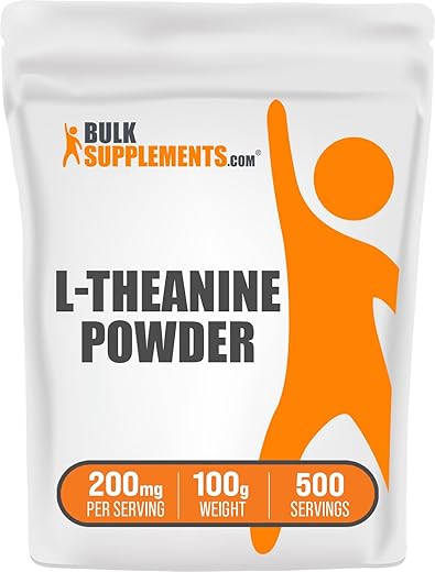 Suplemento BulkSupplements.com L-Theanine em Pó – 200mg de L-Theanine, Aminoácido Puro – Suplemento de Aminoácidos