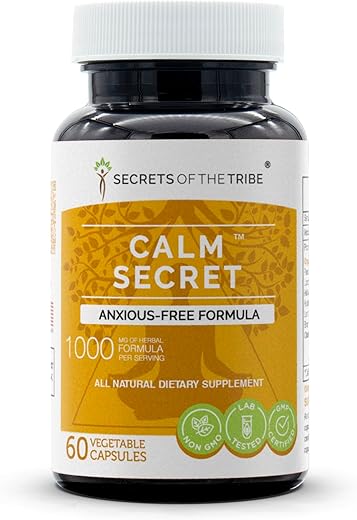 Secrets of the Tribe - Segredos da Tribo – Fórmula Calm Secret, Livre de Ansiedade, Suplemento Herbal (60 Cápsulas)
