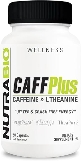 CaffPlus: Cápsulas Vegetais de Cafeína de Dupla Fonte com Teanina para Energia Saudável – 60 cápsulas - NutraBio