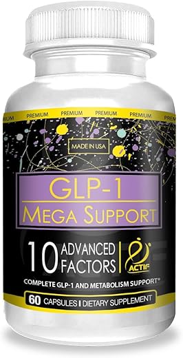 GLP-1 Mega Support – 10 Fatores Avançados de Perda de Peso e Probióticos – Ativador GLP-1 e Suporte ao Metabolismo – Não OGM – Fabricado nos EUA – 60 Cápsulas - ACTIF