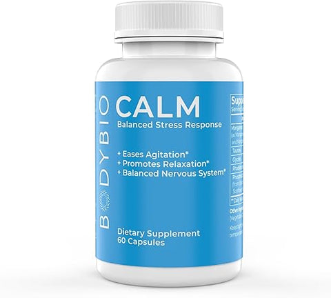Calm – Suplemento para Alívio do Estresse 60 Cápsulas | Impulsionador de Humor | Rhodiola Taurina | Suporte ao Sistema Nervoso Central | Aminoácidos Calmantes - BodyBio