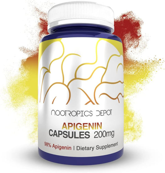 Cápsulas de Apigenina | 200mg | 120 Unidades | >98%% Apigenina | Suporta Níveis Saudáveis de Estresse - Nootropics Depot