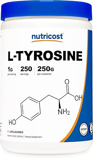 L-Tyrosine em Pó 250g – Puro L-Tyrosine 1000mg por Porção - Nutricost