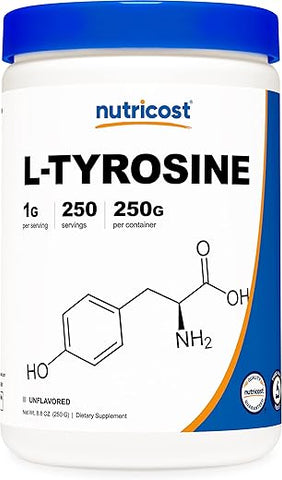 L-Tyrosine em Pó 250g – Puro L-Tyrosine 1000mg por Porção - Nutricost