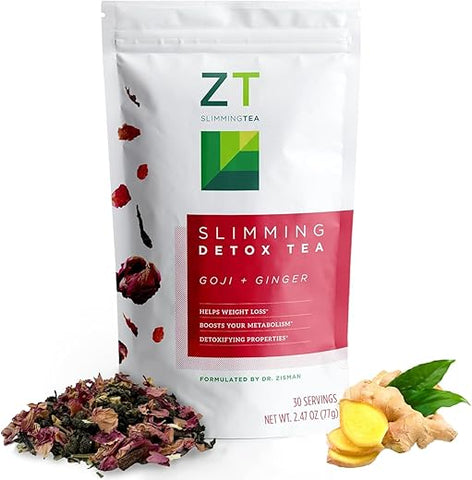 Dr. Zisman ZT Slimming Tea - Dr. Zisman ZT Slimming – Chá Detox Goji-Gengibre – Gerenciamento de Peso Saudável com Chá de Ervas Orgânico para Limpeza e Aceleração Natural do Metabolismo (Folhas Solta)