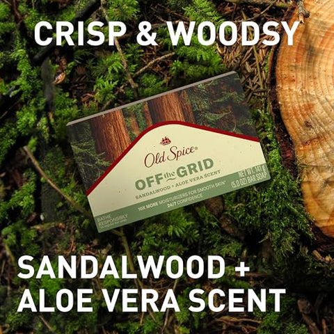 Sabonete em Barra Old Spice Premium, Aroma de Sândalo e Aloe Vera, Com Limpadores à Base de Plantas, 150g (Pack com 6 unidades)