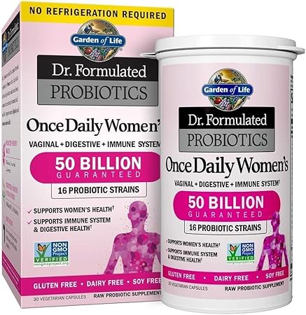 SXDWAZV - Dr. Formulated Probióticos Diários para Mulheres, 50 Bilhões UFC, 16 Cepas Probióticas com Probióticos Orgânicos para Promover a Digestão, Fortalecer o Sistema Imunológico, Sem Laticínios, 30 cápsulas