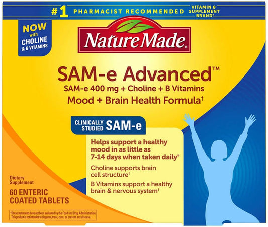 SAM-e Complete 400 mg – 60 Comprimidos Revestidos Entéricos – Marca Nature Made - Nature Made