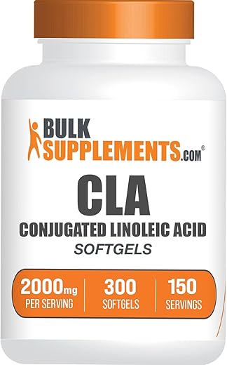 com Softgels de Ácido Linoleico Conjugado – Suplementos de CLA, 2000mg de CLA, Cápsulas de Cártamo CLA, Comprimidos de CLA – 2 Softgels de CLA por Porção, Suprimento de 150 Dias, 300 Softgels - BulkSupplements