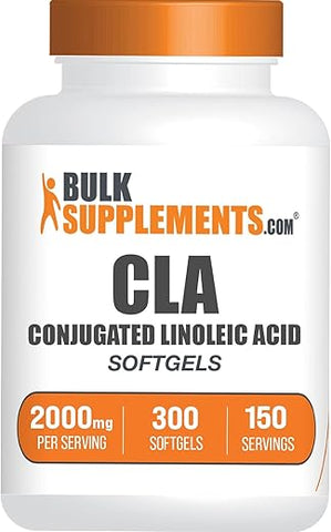 com Softgels de Ácido Linoleico Conjugado – Suplementos de CLA, 2000mg de CLA, Cápsulas de Cártamo CLA, Comprimidos de CLA – 2 Softgels de CLA por Porção, Suprimento de 150 Dias, 300 Softgels - BulkSupplements
