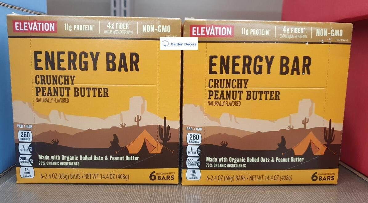 Elevation by Millville - Barra Energética Elevation Crunchy Peanut Butter 408g (2 Caixas) – Energia e Sabor em uma única barra
