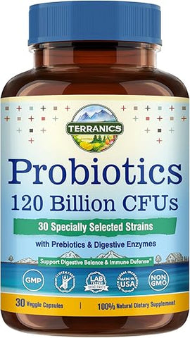 Probióticos 120 Bilhões com Prebióticos – Fórmula Avançada para Saúde Digestiva - Terranics