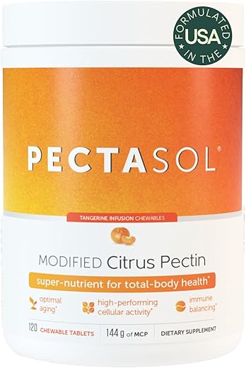 PectaSol Modified Citrus Pectin – 120 Tabletes Mastigáveis de Tangerina – Suplemento para Saúde Total do Corpo, Apoio ao Coração, Sistema Imunológico e Resposta Inflamatória – Mantenha-se Saudável - EcoNugenics