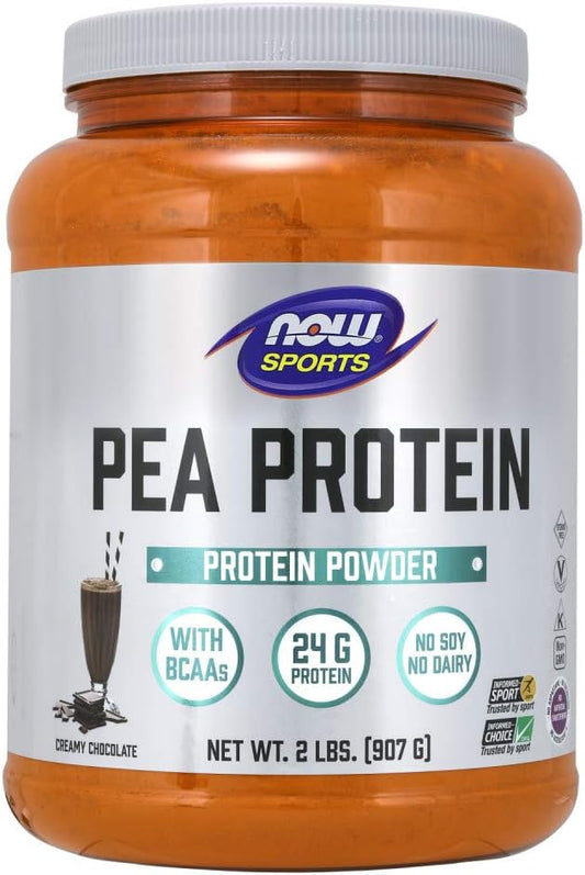 Sports Nutrition, Proteína de Ervilha 24 g, Fácil Digestão, Pó Cremoso de Chocolate, 2 Libras - NOW Foods