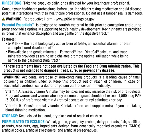 Prenatal Essentials – Vitaminas Pré-Natais com Suporte Mineral – Multivitamínico Pré-Natal com Bioativo Folate Methyl (5-MTHF) Minerais Suaves para Promover Absorção Ótima – XYMOGEN Prenatal Essentials - XYMOGEN