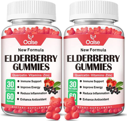 OALSE - Gomas de Sabugueiro Orgânicas para Crianças e Adultos – Sambucus Gomas de Sabugueiro Preto com Zinco e Vitamina C