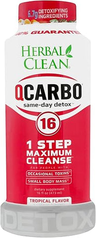 QCarbo16 Bebida Detox Premium de 16 ml, Sabor Tropical – Marca Herbal Clean - Herbal Clean