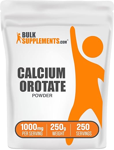 com Pó de Orotato de Cálcio – Suplemento em Pó de Cálcio, Suplementos de Orotato de Cálcio – Sem Glúten, 1000mg (100mg de Cálcio) por Porção, 250g (8,8 oz) (Embalagem de 1) - BulkSupplements