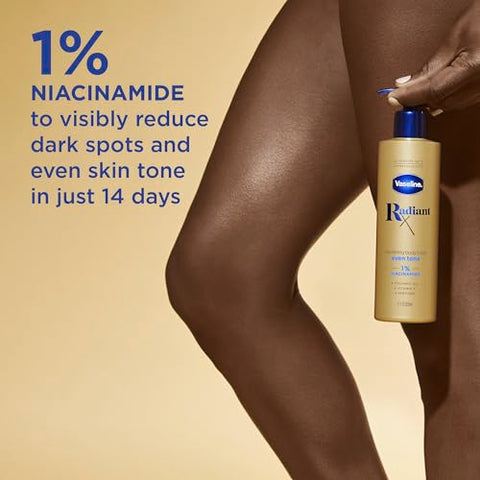 Conjunto de Cuidados com a Pele Vaseline Radiant X – Loção Corporal Nutritiva para Tom Uniforme com 1%% de Niacinamida – 100g