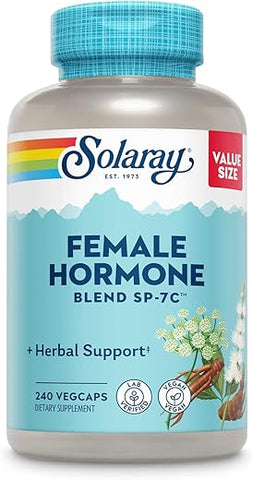SOLARAY - Solaray Female Hormone Blend SP-7C – Suporte Herbal para Equilíbrio Hormonal Feminino com Black Cohosh, Dong Quai, Wild Yam e Mais – Vegano, Verificado em Laboratório, Garantia de 60 Dias – 120 cápsulas