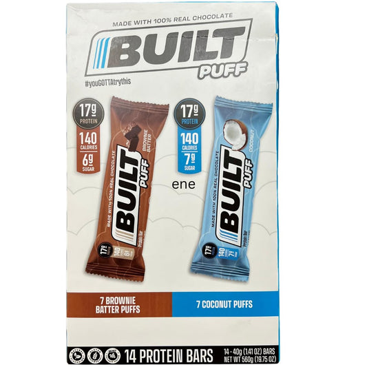 Generic - (14 PACK) BUIL.T Barras de Proteína de Colágeno – 7 Bolinhas de Massa de Brownie 7 Bolinhas de Coco Xalez Cartão de Agradecimento