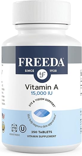 FREEDA - Freeda – Vitamina A Palmitato Kosher – Retinil Palmitato Pura Vitamina A 15.000 UI – Suporte para Olhos e Visão – 15g