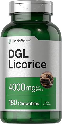 DGL Tabletes Mastigáveis de Alcaçuz | 4000mg | 180 Unidades | Vegetariano e Não-OGM | Extrato de Raiz de Alcaçuz Deglicirrizinado - Horbäach
