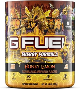 Pó Energético Honey Lemon, Sem Açúcar, Foco com Cafeína Limpa, Mistura para Água, Aminoácidos de Foco, Mistura de Vitaminas Antioxidantes, 280g (40 Porções) - G Fuel