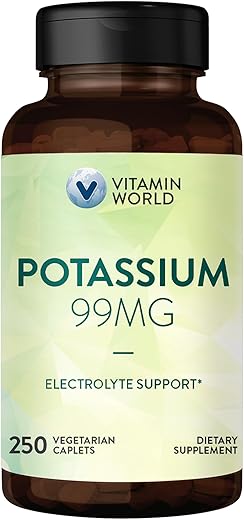 Potássio 99 mg Minerais Suplemento Dietético Vegetariano 250 cápsulas - Vitamin World