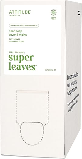 Sabonete Líquido ATTITUDE, Verificado pelo EWG, Vegano, à Base de Plantas e Minerais, Folhas de Oliveira, Recarga a Granel, 2000 ml
