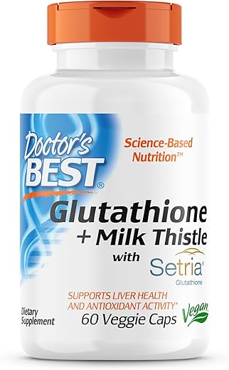 Doctor's BEST - Doctor’s Best Glutationa Cardo Mariano Contém Setria, Suporte à Saúde do Fígado, Suporte Antioxidante, 60 VC