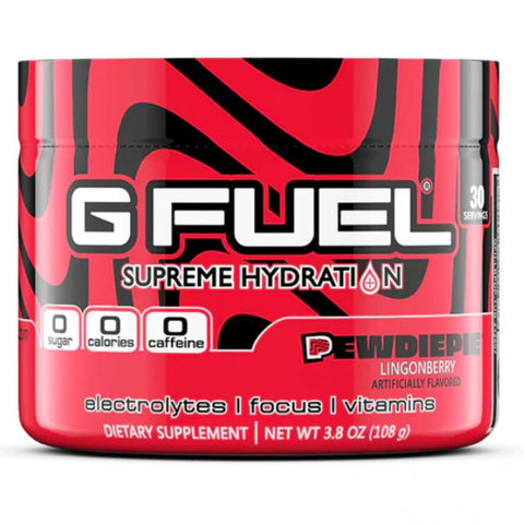 PewDiePie Pó de Eletrólitos, Mistura para Hidratação, Energia e Foco, Sem Açúcar, Suplemento com Minerais Essenciais, Sabor de Frutas Vermelhas – 93g - G Fuel