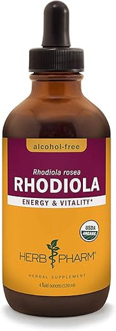 Extrato de Raiz de Rhodiola Orgânica Certificada para Energia, Resistência e Vigor, Glicerina sem Álcool, 120 ml - Herb Pharm