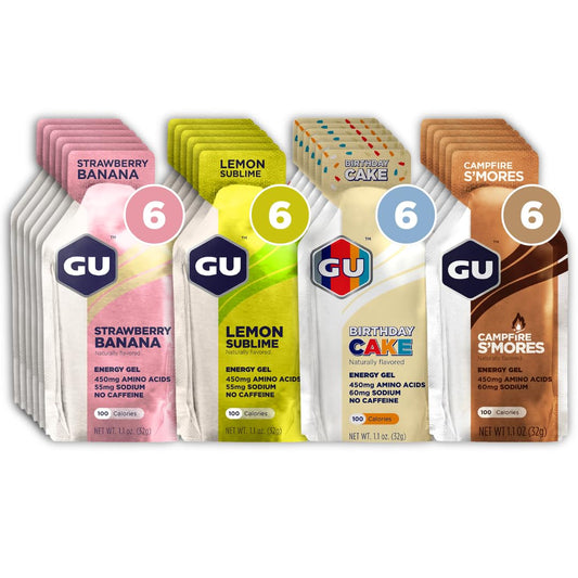 Energy Original Géis Energéticos para Esportes, 24 Unidades, Vegano, Sem Glúten, Kosher e Sem Laticínios – Energia Prática para Qualquer Treino, Pacote com Variedade de Sabores Sem Cafeína - GU