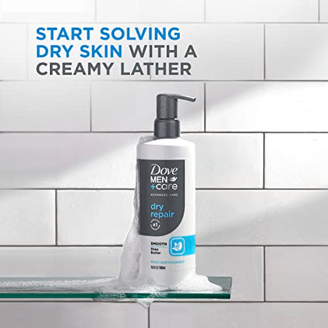 DOVE MEN + CARE - DOVE MEN CARE – Sabonete Líquido Facial e Corporal Advanced Care Dry Repair 3 Unidades para Pele Seca com Manteiga de Karité Suavizante 500ml