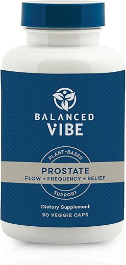 Balanced Vibe - Suplemento de Suporte Prostático 11-em-1 Balanced Vibe para a Saúde Masculina | Fórmula Orgânica para a Próstata | Menos idas ao banheiro, Melhor Sono | Complexo de Próstata com Pygeum e Saw Palmetto | Marca