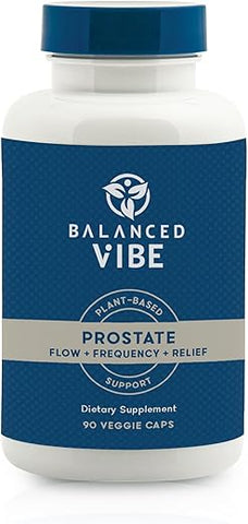 Balanced Vibe - Suplemento de Suporte Prostático 11-em-1 Balanced Vibe para a Saúde Masculina | Fórmula Orgânica para a Próstata | Menos idas ao banheiro, Melhor Sono | Complexo de Próstata com Pygeum e Saw Palmetto | Marca