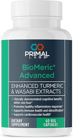 Primal Labs - BioMeric Advanced – Cápsulas com Extratos de Cúrcuma Curcumina e Wasabi – 60 unidades
