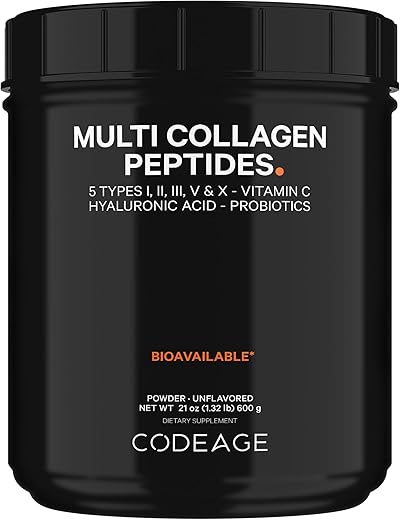 Multi Colágeno Peptídeos Probióticos Edição Black, Vitamina C, Ácido Hialurônico em Pó, Alimentação Natural, Hidrolisado, Zero Carboidratos, Tipo I, II, III, V - Codeage