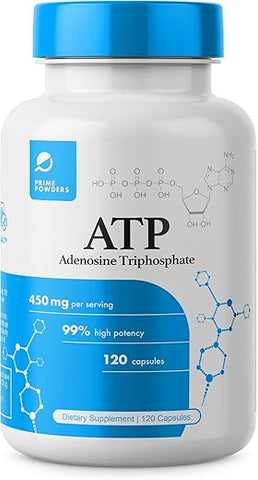 Prime Powders - ATP Capsules – 120 Cápsulas – Adenosina Trifosfato Dissódico – 400mg por Porção – Aumente Energia Resistência Stamina