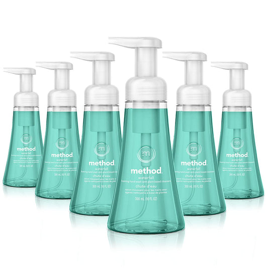 Sabonete Líquido para as Mãos Method Espuma, Queda d’Água, Livre de Parabenos e Ftalatos, Fórmula Biodegradável, 300 ml (Embalagem com 6 unidades)