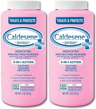 Pó Corporal Protetor Medicado com Óxido de Zinco e Amido de Milho, Livre de Talco, 150g (Pacote com 2) - Caldesene