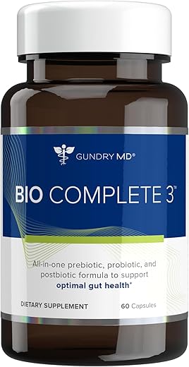 Bio Complete 3: Probióticos 3 em 1 para Saúde Intestinal, Suplementos Probióticos para Digestão, Suporte para Inchaço, Gases, Desejos Alimentares, Níveis de Energia, Pele e - Gundry MD