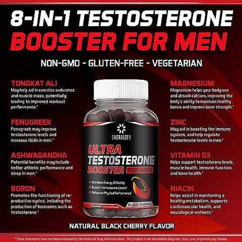 Energizen - 8in1 Booster de Testosterona para Homens com Tongkat Ali, Fenugreek, Ashwagandha e Magnésio – Aumente a Libido | Marca: [Nome da Marca]