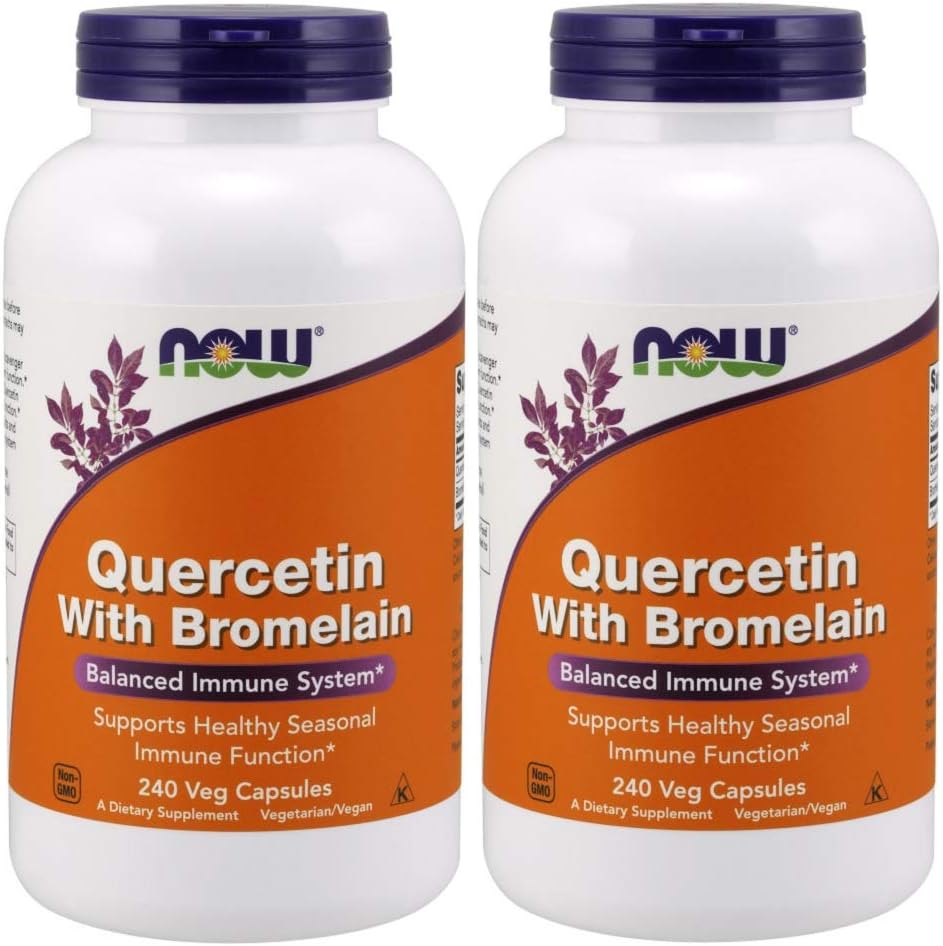 Quercetina com Bromelina, 240 Cápsulas Vegetais (2 Pacotes) – 100% Natural e Potente - NOW Foods