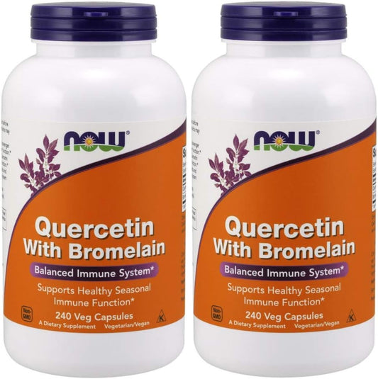 Quercetina com Bromelina, 240 Cápsulas Vegetais (2 Pacotes) – 100% Natural e Potente - NOW Foods