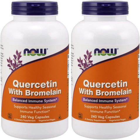 Quercetina com Bromelina, 240 Cápsulas Vegetais (2 Pacotes) – 100% Natural e Potente - NOW Foods