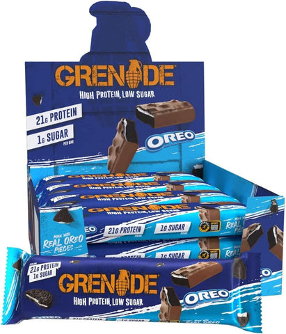 Barra Grenade Alta Proteína, Baixo Açúcar, Sabor Baunilha, 12 x 60g – Oreo